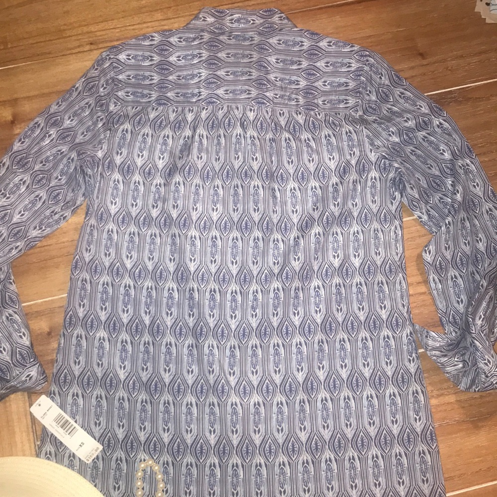 Pendleton Light Blue Geometric Blouse - image 7